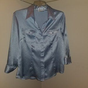 Blue Satin Button Down